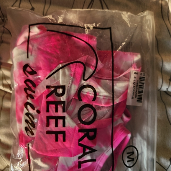 Hot Pink and White Tie Dye Tankini Top - Picture 5 of 5